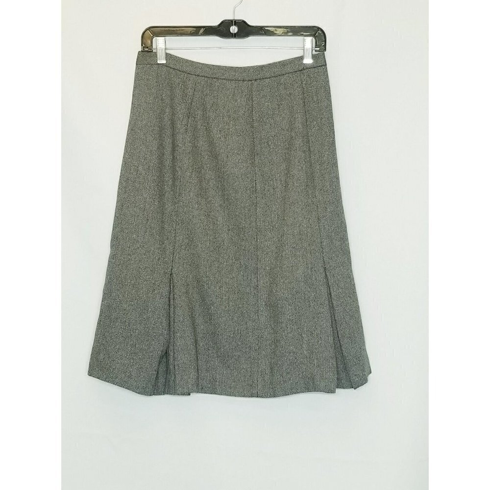 eddie bauer wool Blend Skirt mid length   size 8 pleated gray‎